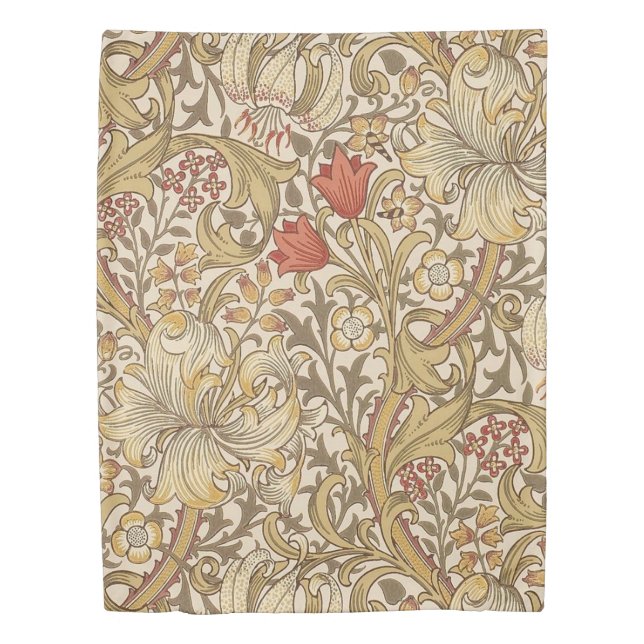 Golden Lily Pattern Version 2 By William Morris Duvet Cover (Front)
