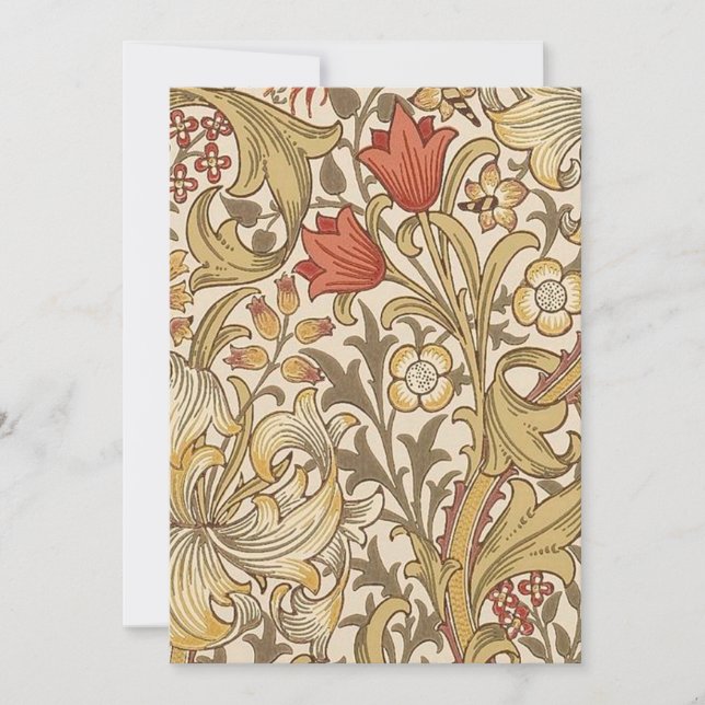 Golden Lily Pattern Version 2 By William Morris Invitation (Front)