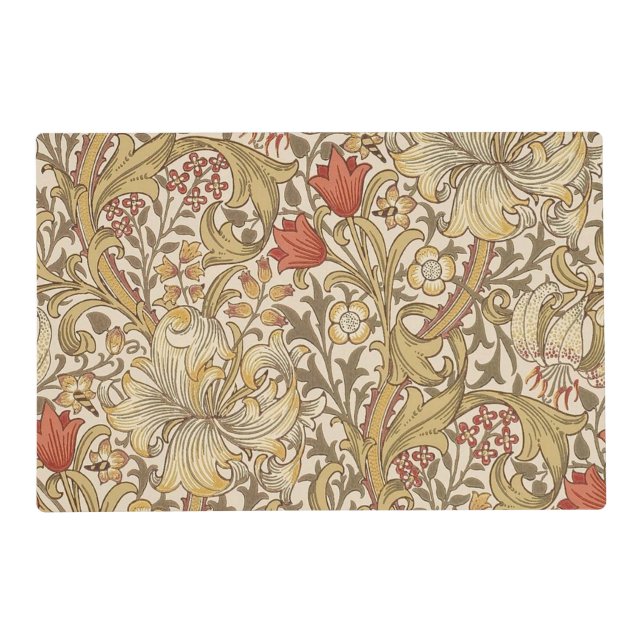 Golden Lily Pattern Version 2 By William Morris Placemat (Front)