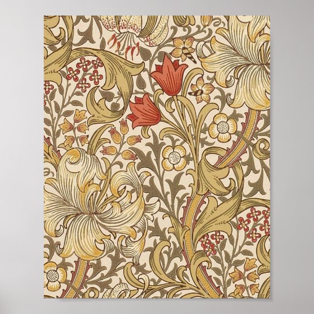 Golden Lily Pattern Version 2 By William Morris Poster (Front)