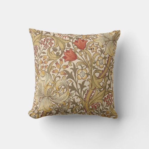 Golden Lily Pattern Version 2 By William Morris Throw Pillow