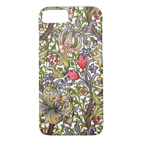 Golden Lily Vintage Floral Pattern William Morris iPhone 87 Case