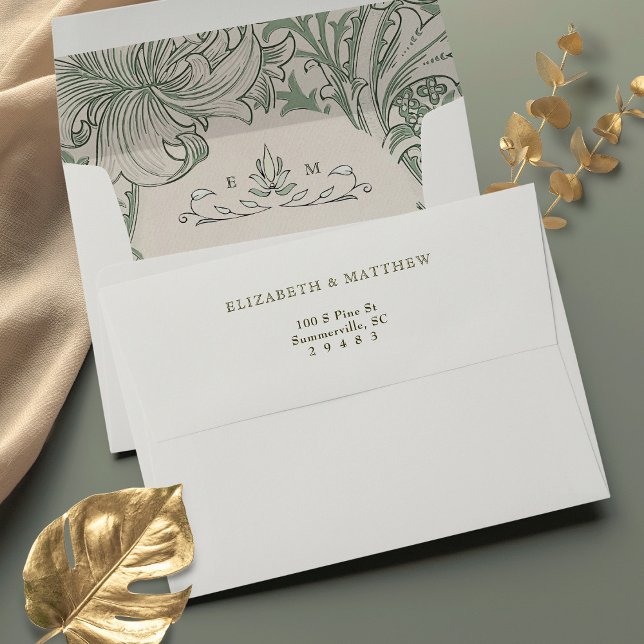 Golden Lily Wedding Muted Sage Green Envelope (Creator Uploaded)