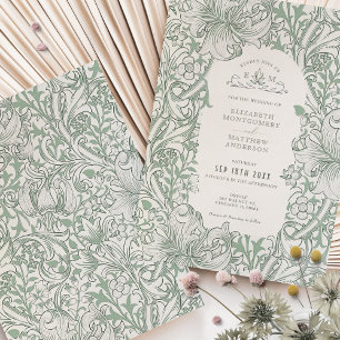 Golden Lily Wedding Suite Sage Green Morris Invitation