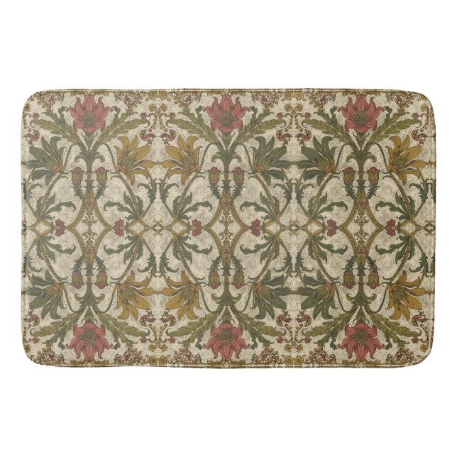 Golden Lily Wildflowers William Morris  Bath Mat (Front)