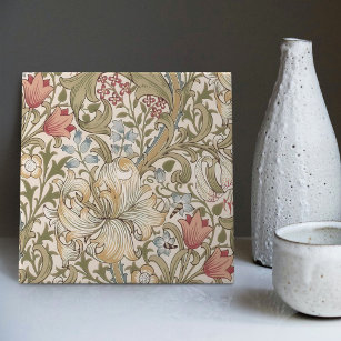 Golden Lily William Morris Arts Crafts Floral Cera Ceramic Tile