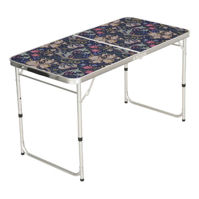Golden Lily, William Morris Beer Pong Table (Angled)