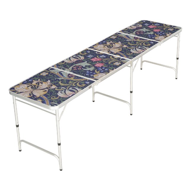 Golden Lily, William Morris Beer Pong Table (Angled)