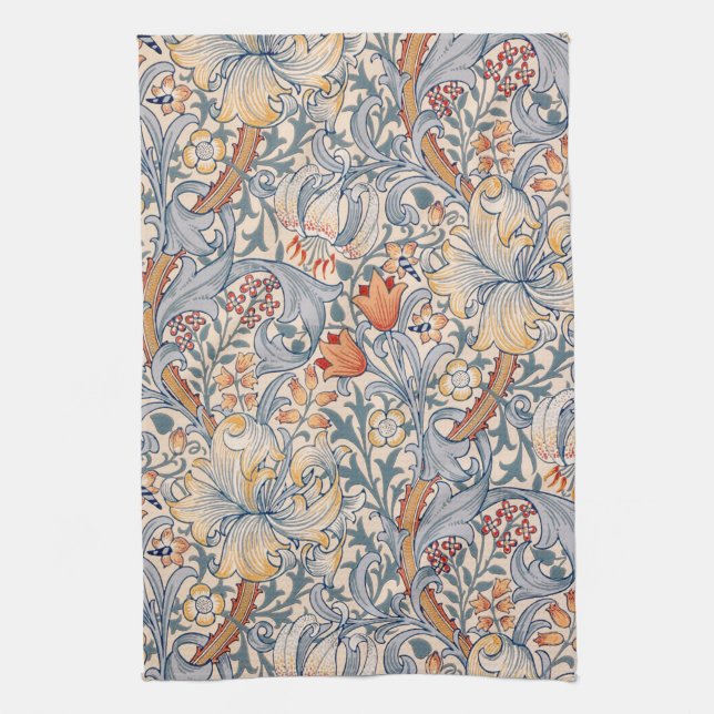 Golden Lily, William Morris Kitchen Towel (Vertical)