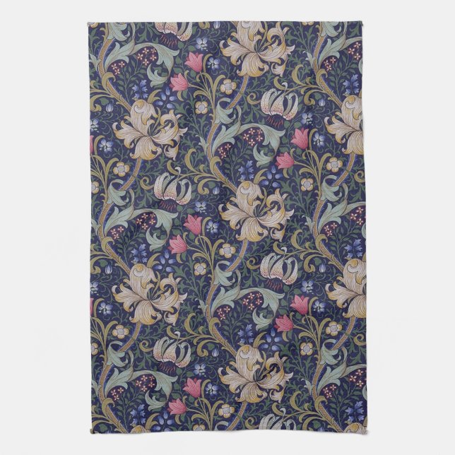 Golden Lily, William Morris Kitchen Towel (Vertical)