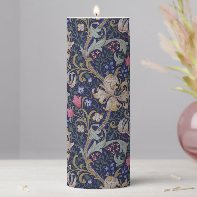 Golden Lily, William Morris Pillar Candle (In Situ)