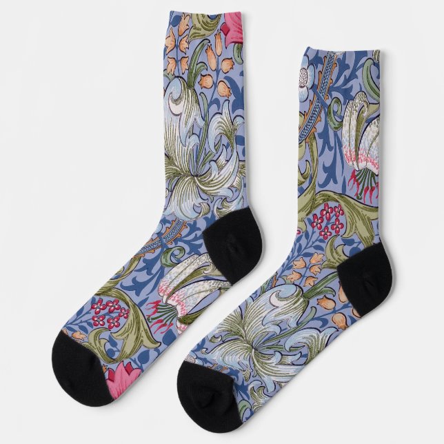 Golden Lily, William Morris Socks (Left)