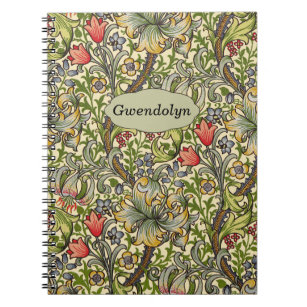 Golden Lily William Morris Vintage Floral Monogram Notebook
