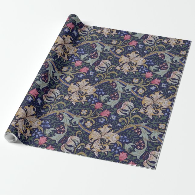 Golden Lily, William Morris Wrapping Paper (Unrolled)