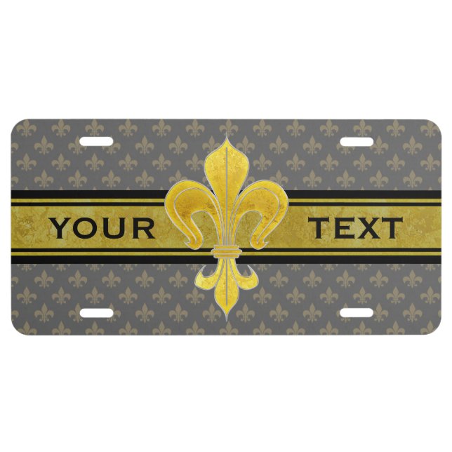 Golden Lily + your text & background License Plate (Front)