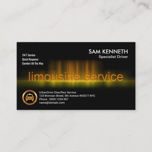 Golden Limousine Sound Wave Chauffeur Services Business Card