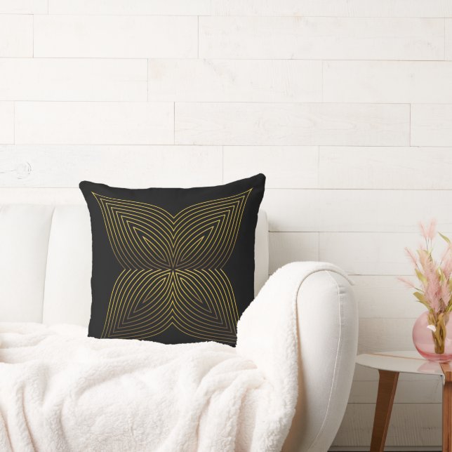 golden line flower petal throw pillow (Couch)