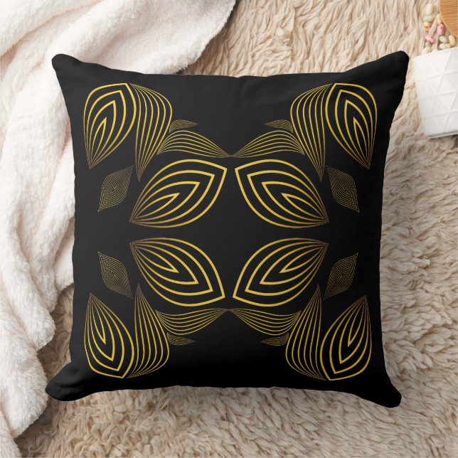 golden line flower petal throw pillow (Blanket)