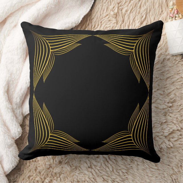 golden line flower petal throw pillow (Blanket)