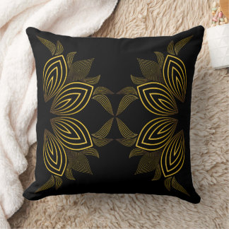 golden line flower petal throw pillow