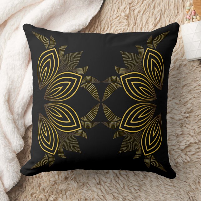 golden line flower petal throw pillow (Blanket)