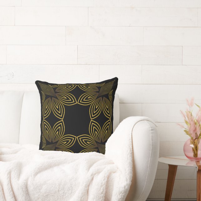 golden line flower petal throw pillow (Couch)