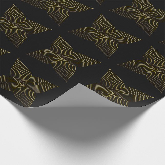 golden line flower petal wrapping paper (Corner)