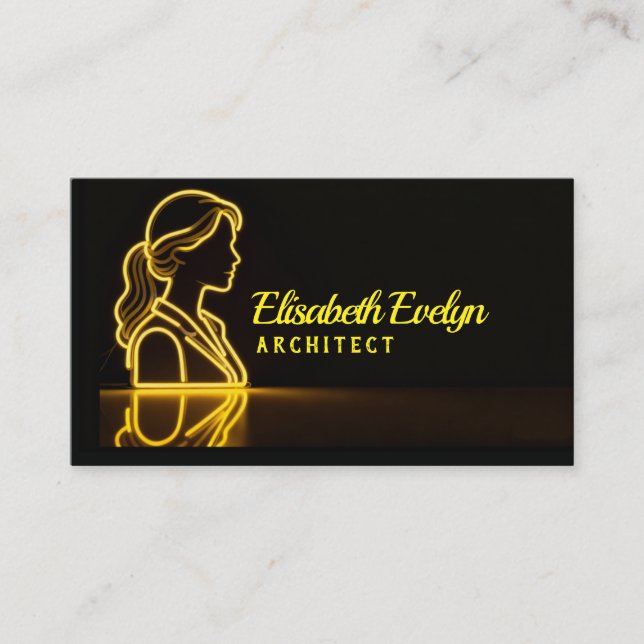 Golden-Lined Grace: A Reflective Silhouette Business Card (Front)