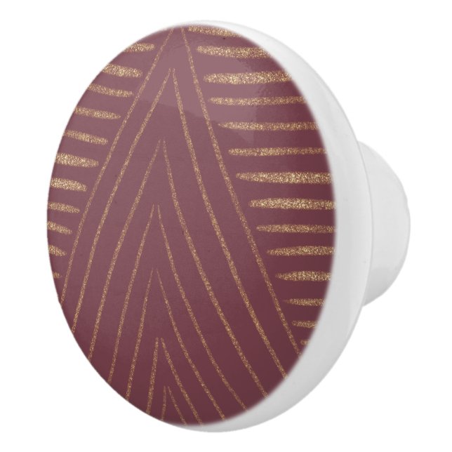 Golden Lined Triangles Ceramic Knob (Right)