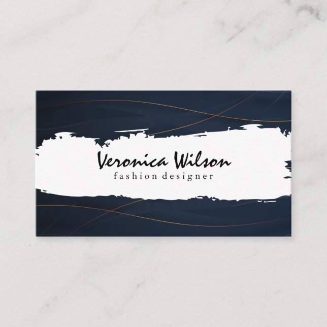 Golden Lines | Dark Blue Background Business Card (Front)
