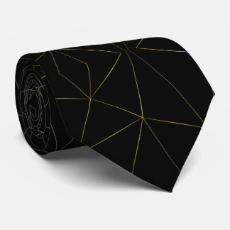 Golden lines with black background neck tie