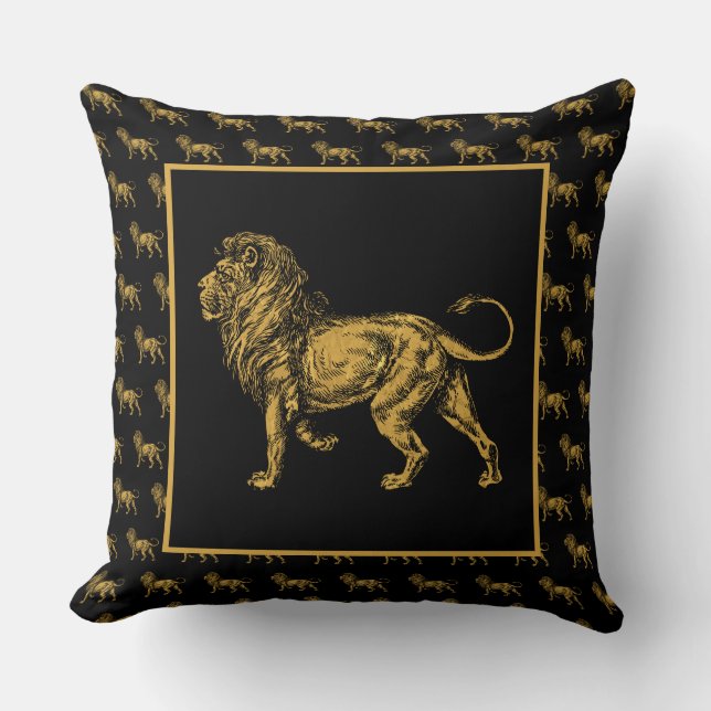 Golden Lion Black TP II Throw Pillow (Front)
