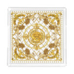 Golden lion: damask silk scarf design acrylic tray
