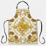 Golden lion: damask silk scarf design apron