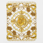 Golden lion: damask silk scarf design baby blanket