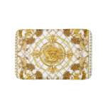 Golden lion: damask silk scarf design bath mat