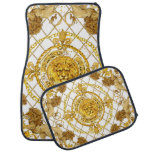 Golden lion: damask silk scarf design car floor mat