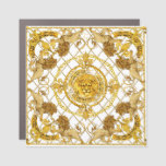 Golden lion: damask silk scarf design car magnet