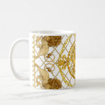Golden lion: damask silk scarf design coffee mug