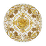 Golden lion: damask silk scarf design cutting board