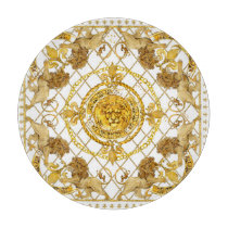 Golden lion: damask silk scarf design cutting board