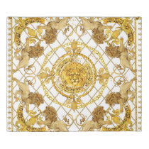 Golden lion: damask silk scarf design duvet cover