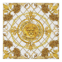 Golden lion: damask silk scarf design faux canvas print