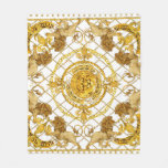Golden lion: damask silk scarf design fleece blanket