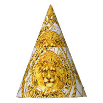 Golden lion: damask silk scarf design party hat