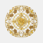 Golden lion: damask silk scarf design rug