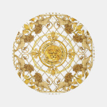 Golden lion: damask silk scarf design rug