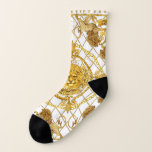 Golden lion: damask silk scarf design socks