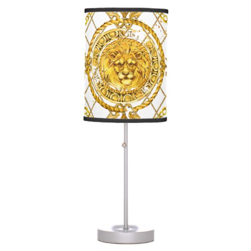 Golden lion damask silk scarf design table lamp