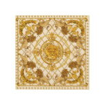 Golden lion: damask silk scarf design wood wall art